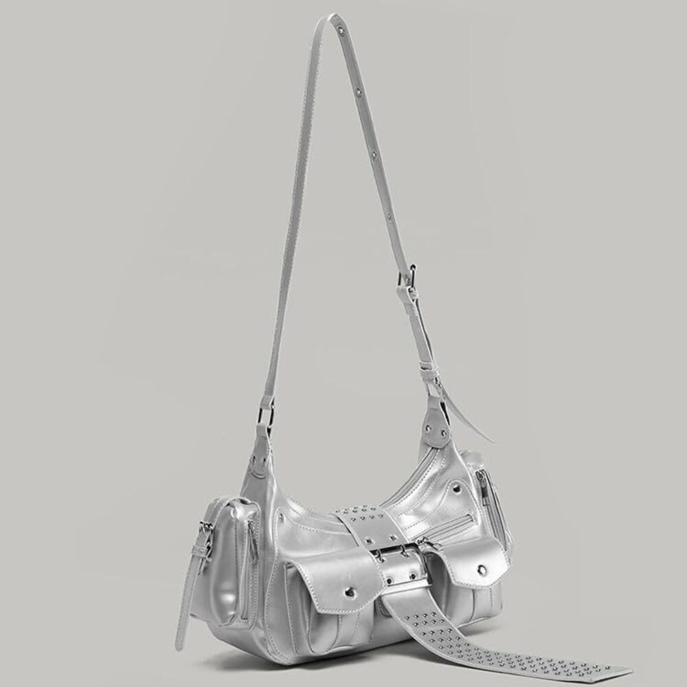 9317 Shoulder Bag, Top Handle Hobo Handbag, Small Punk Clutch Purse, Trendy - Picture 8 of 8